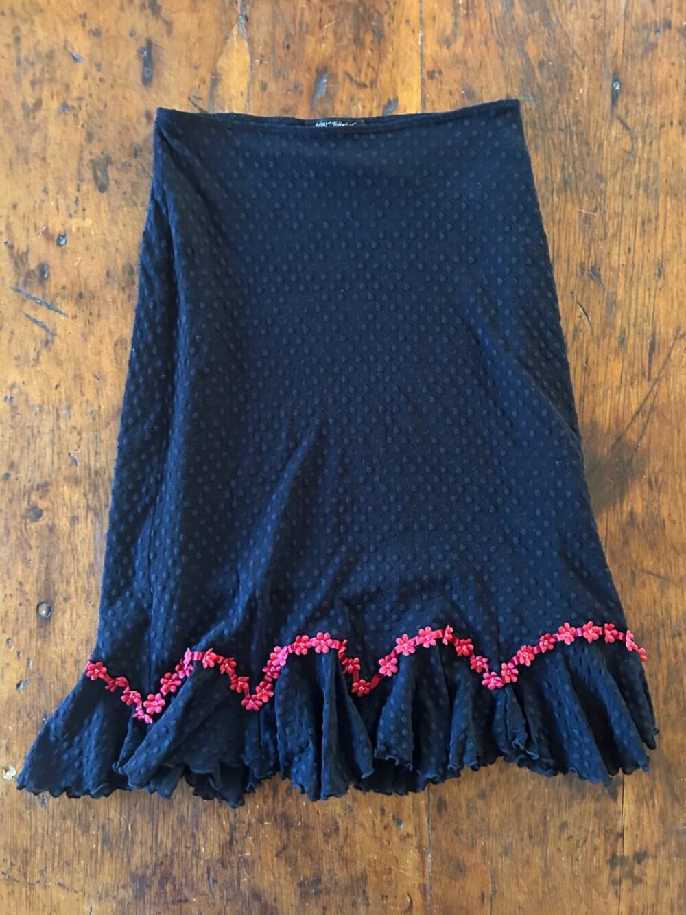 Vintage Betsey Johnson New York Swiss Dot Red Flowers Skirt - Picture 8 of 10